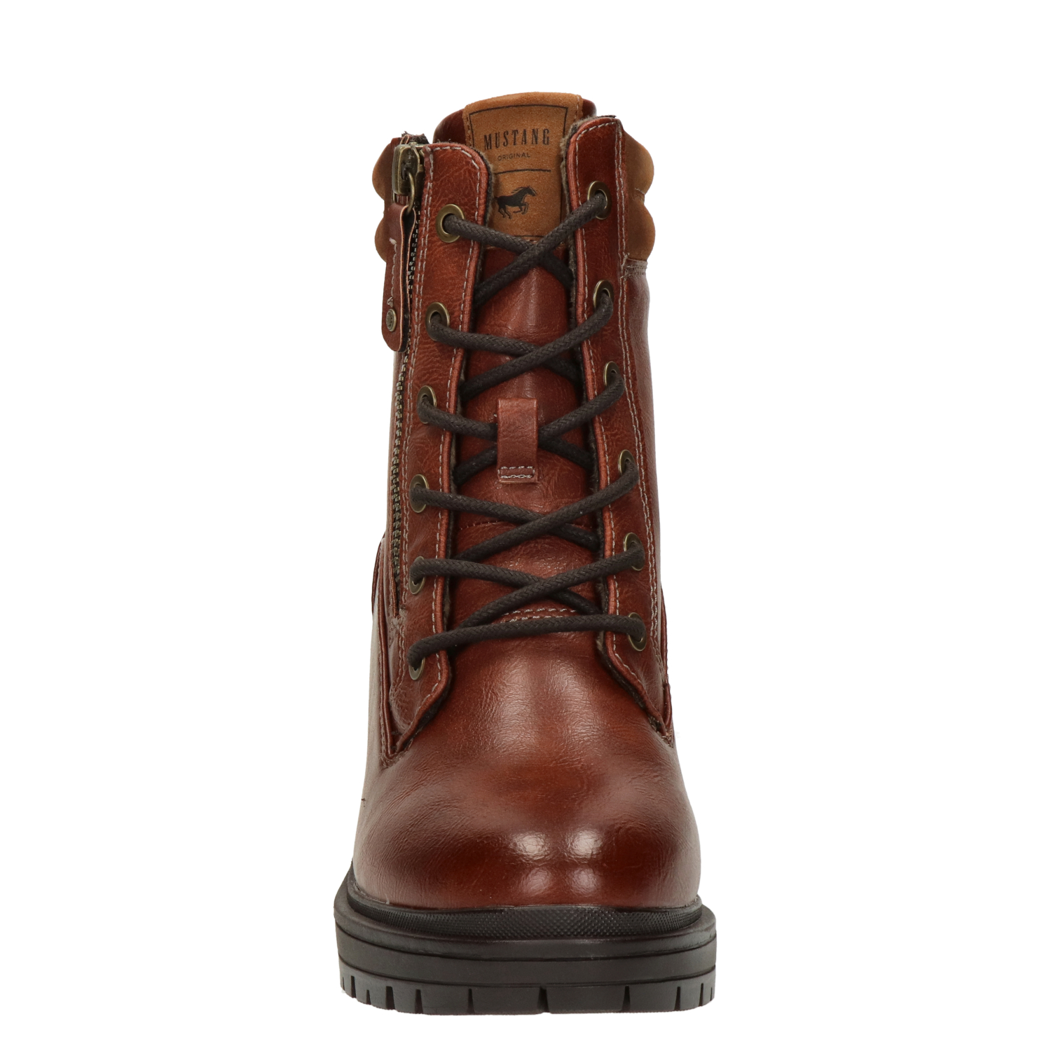 dames veterboot Mustang Cognac