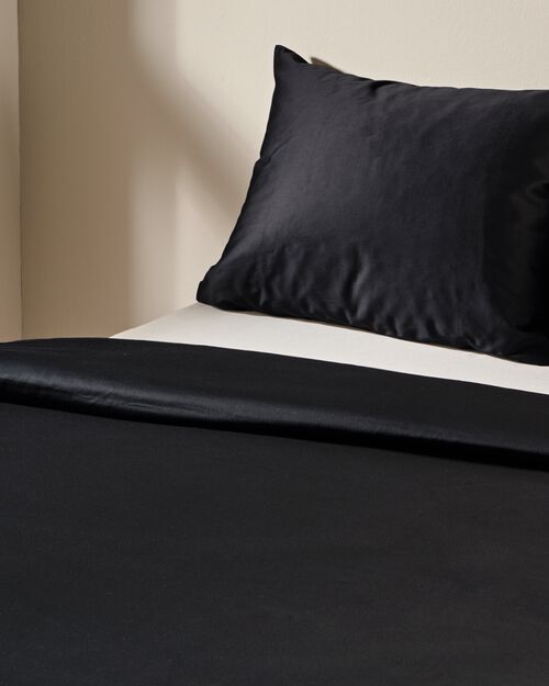 housse de couette en satin 140x200/220 noir