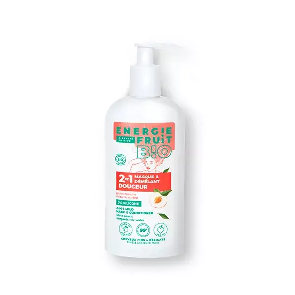 Máscara Suavizante para Cabelos Finos e Delicados Energie Fruit com Pêssego Branco e Água de Arroz Orgânica 300ml