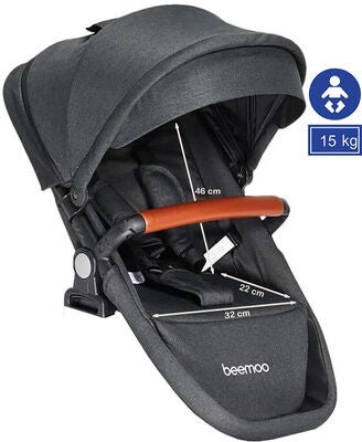 Beemoo Maxi 4 Twin Søskensete, Black/Black