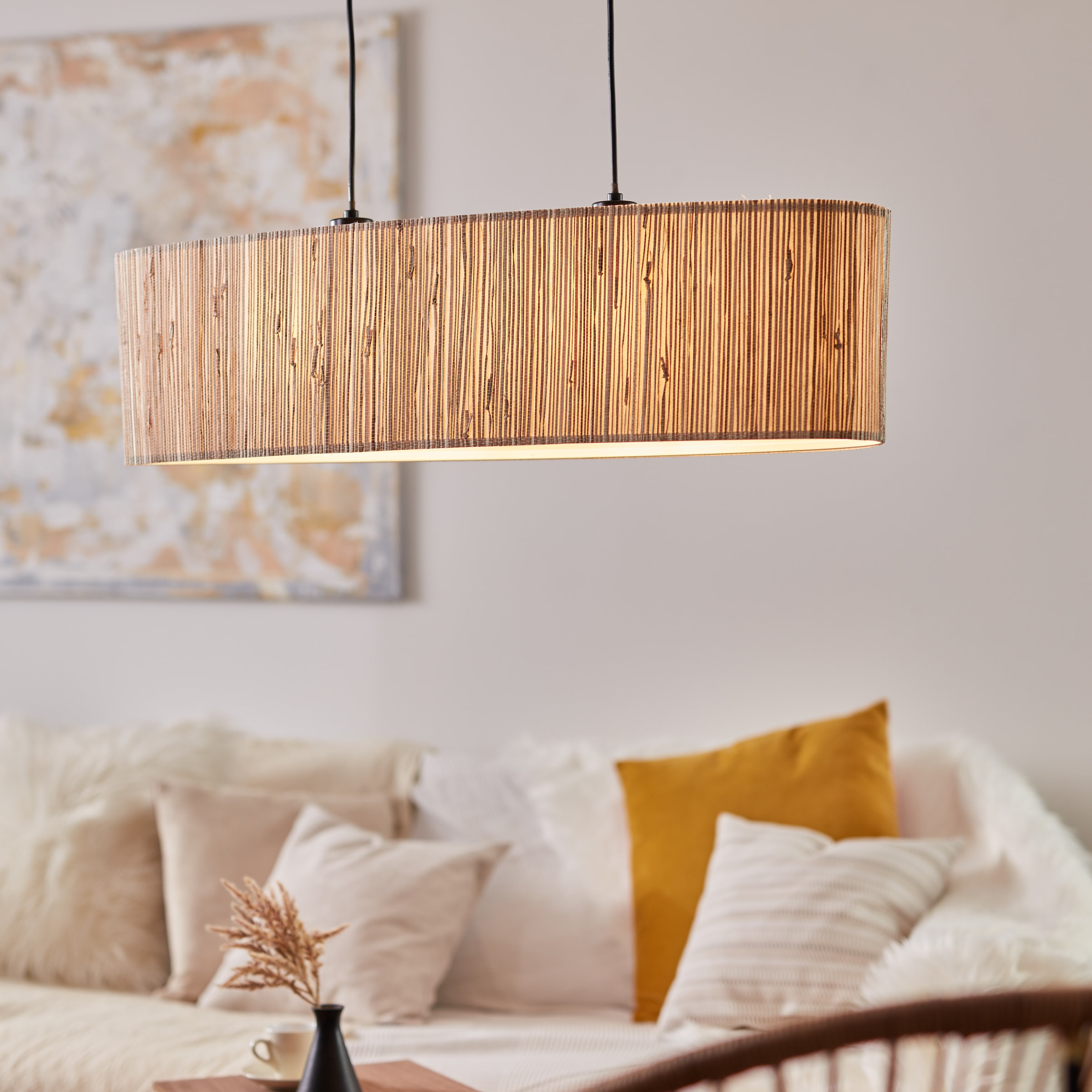 Brilliant Pendelleuchte »Wimea« E27 1 Stk. 2flg schwarz/natur