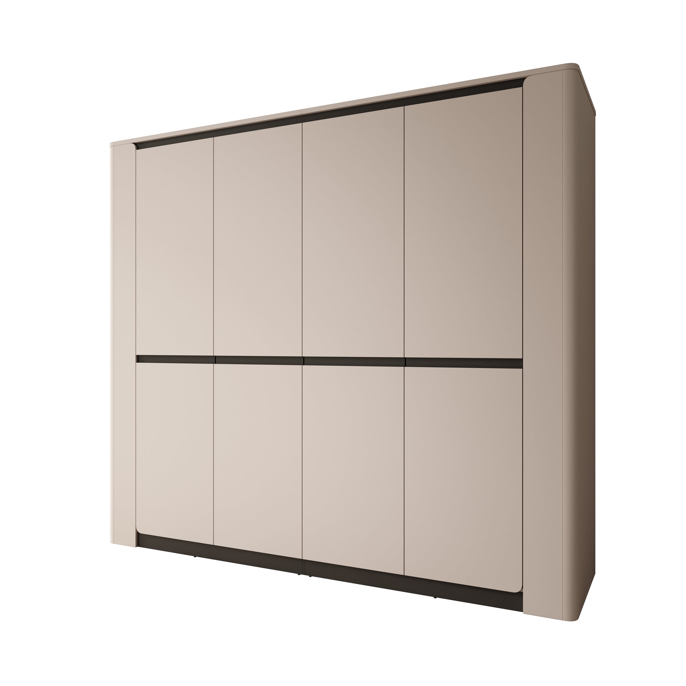 Vexon - Kledingkast met 4 deuren - Beige/Zwart - 240x63x214