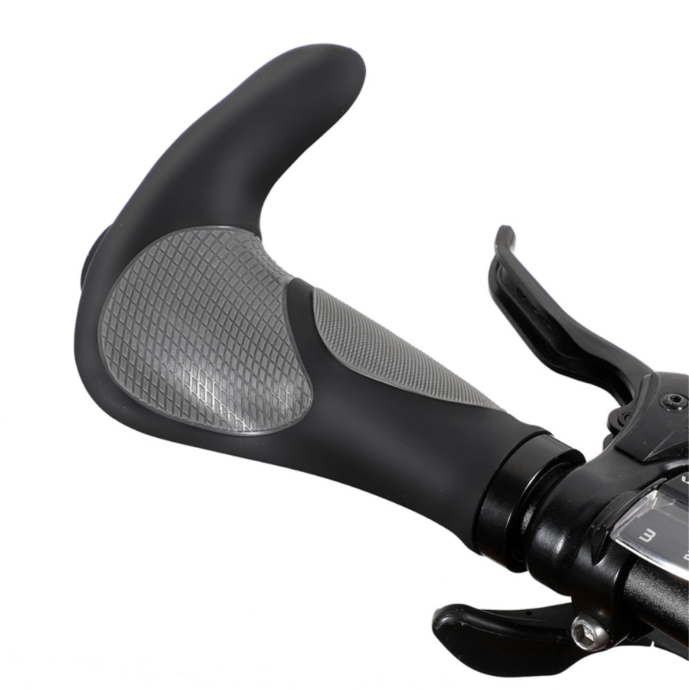 (2er Set) Ergonomischer Fahrrad Mountainbike Lenker Hörner Griff - Schwarz / Grau
