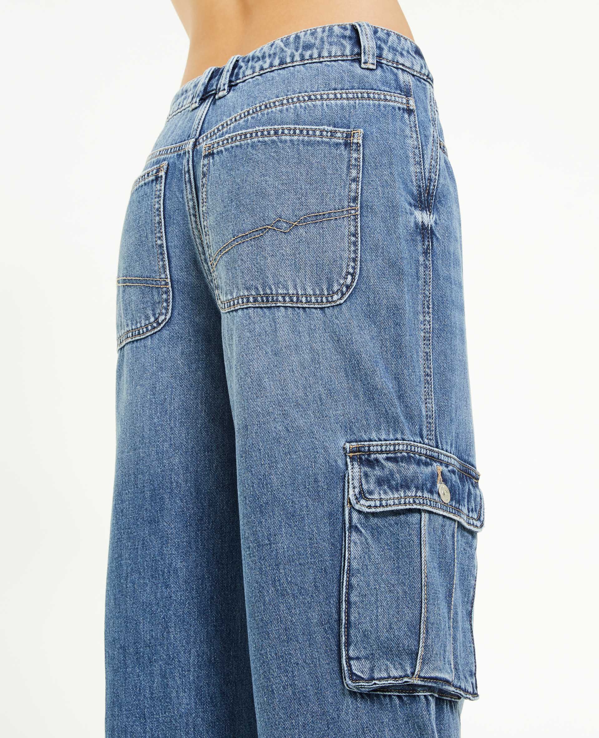 Jean cargo large - Bleu