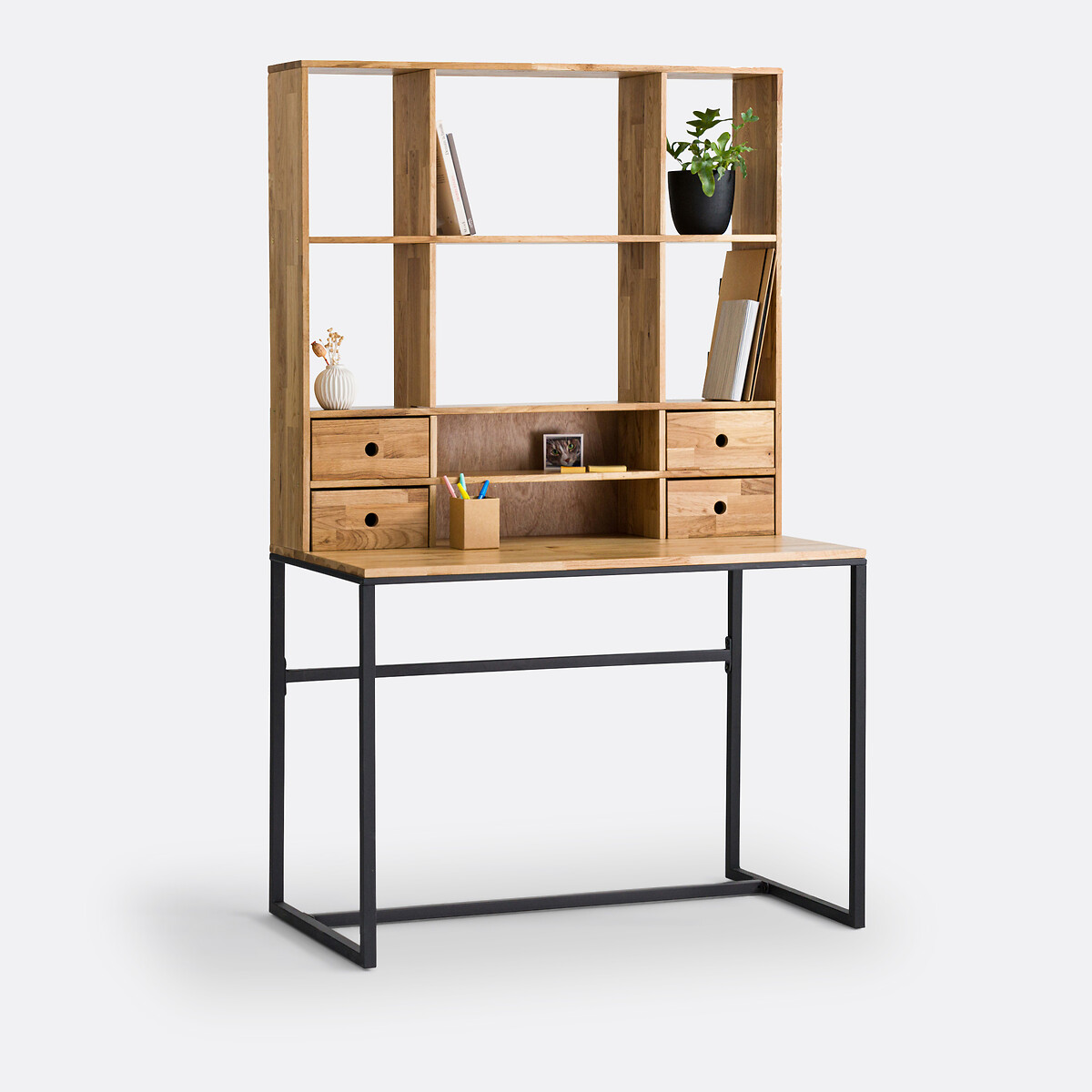 LA REDOUTE INTERIEURS<br>Mesa de carvalho e metal, com plataforma, Hiba