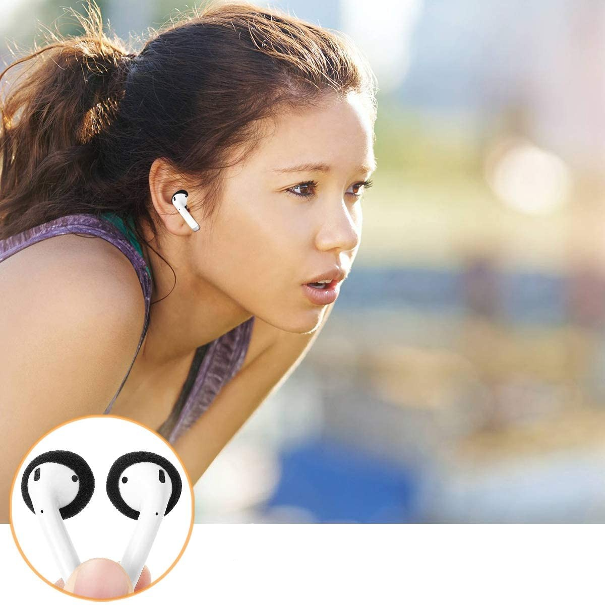 (10er Set) Universal Kopfhörer AirPods Schaumstoff Ersatz Ohr Polster Kissen - Schwarz