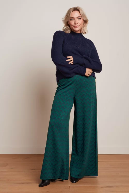 King Louie Pia Duffy Jacquard pantalon in avondblauw