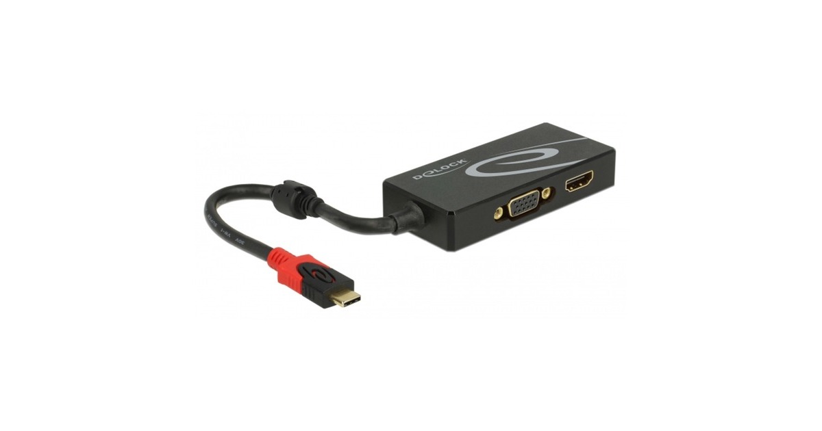 DeLOCKUSB-C > HDMI/VGA adapter  (Zwart, 0,2 meter)