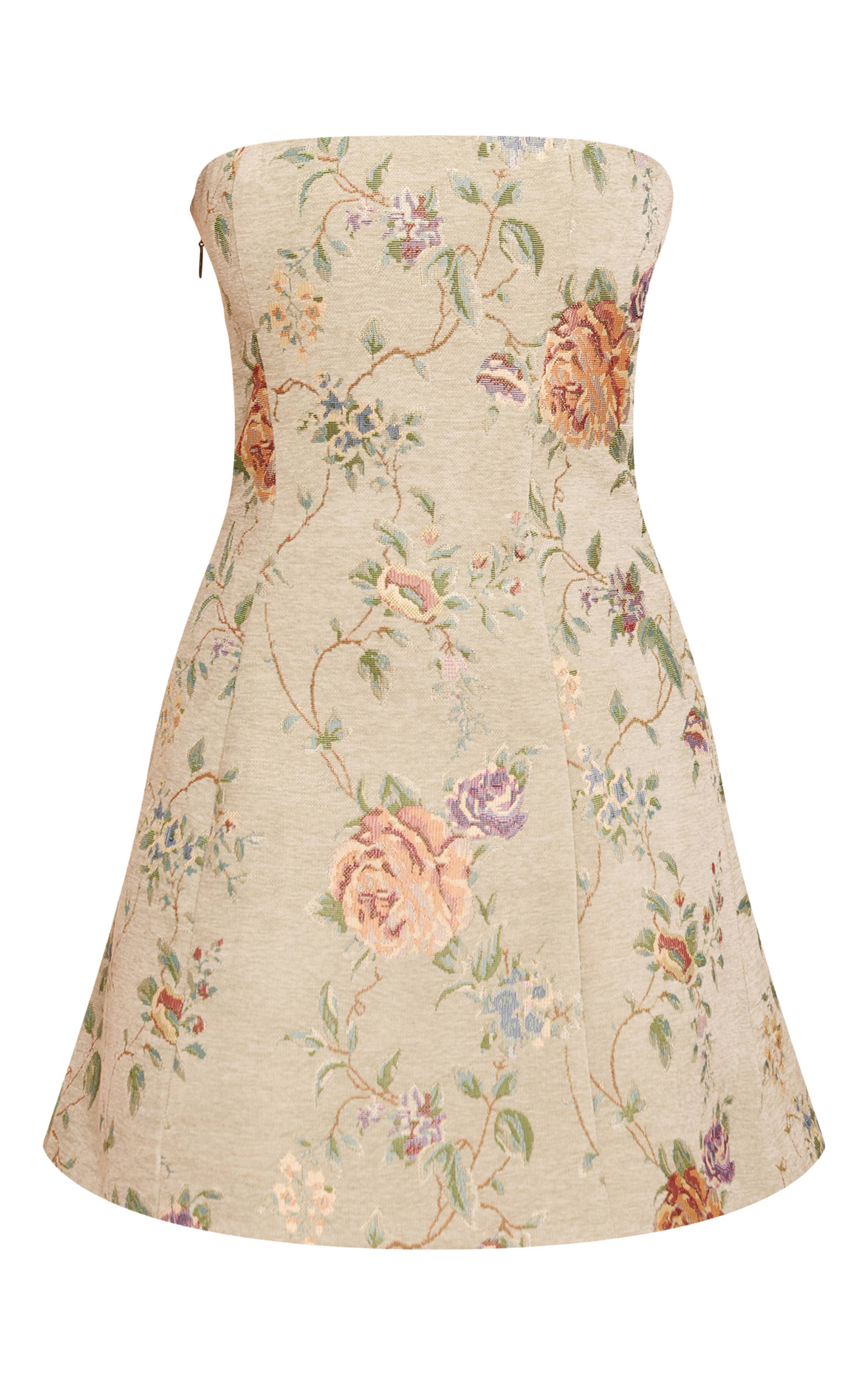 Vert Sauge Robe Trapèze Droite À Bandeau Floral