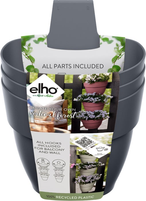 Elho plantenbak voor verticale tuin Vibia Campana Vertical Forest antraciet 20,7 x 17,1 x 29,7 cm