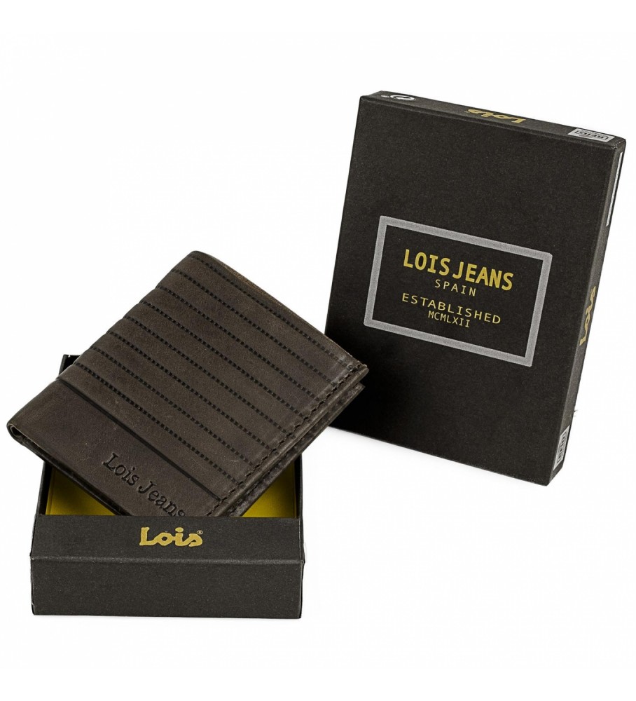 Carteira Lois em couro com proteção RFID, modelo LOIS 202217, cor marrom.