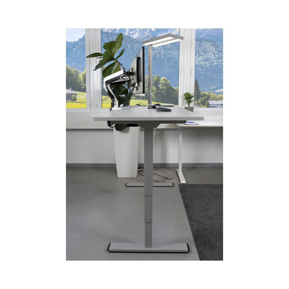 CONTINI höhenverstellbarer Bürotisch 180 x 80 cm grau / Gestell weiss
