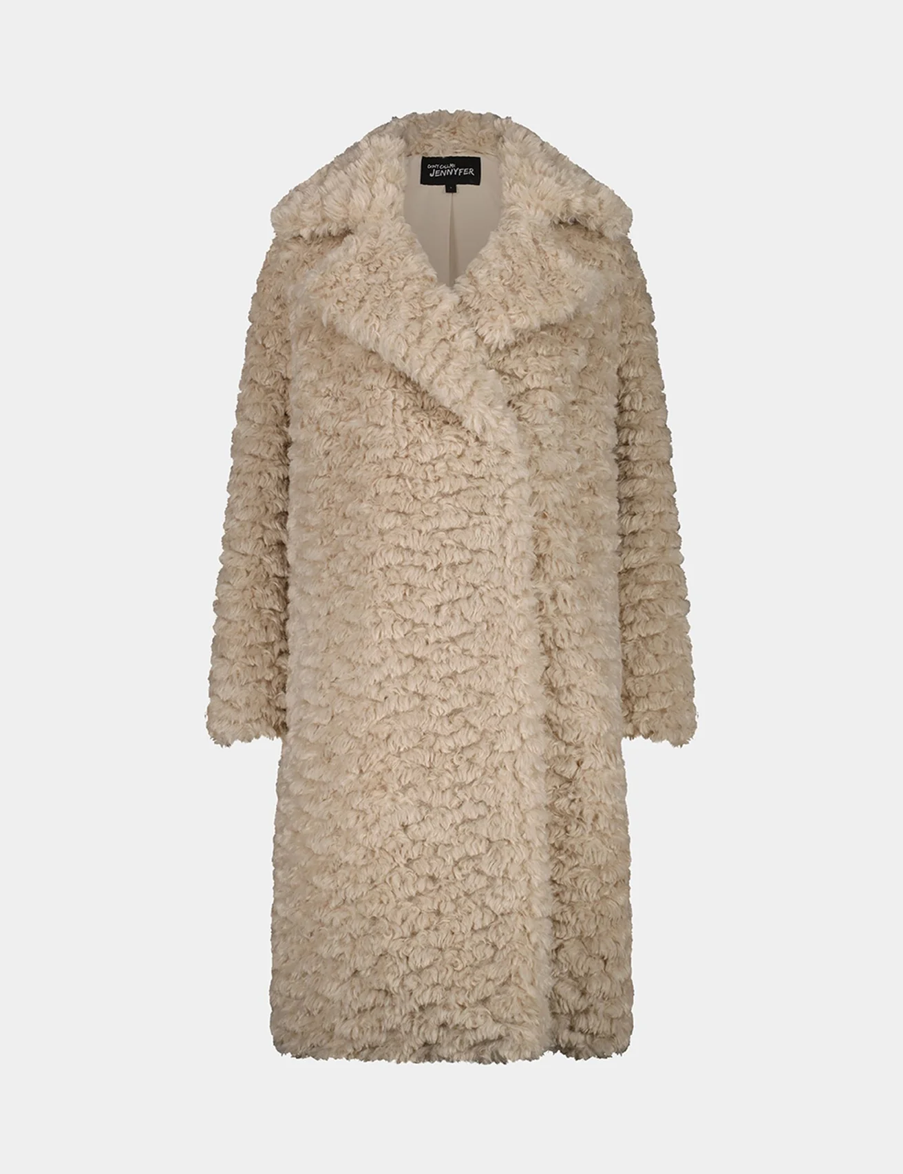 Manteau long à poils doux crème