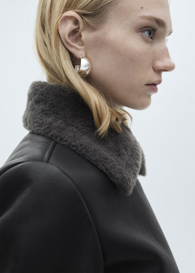 MANGO Jacket with shearling-effect lining Black