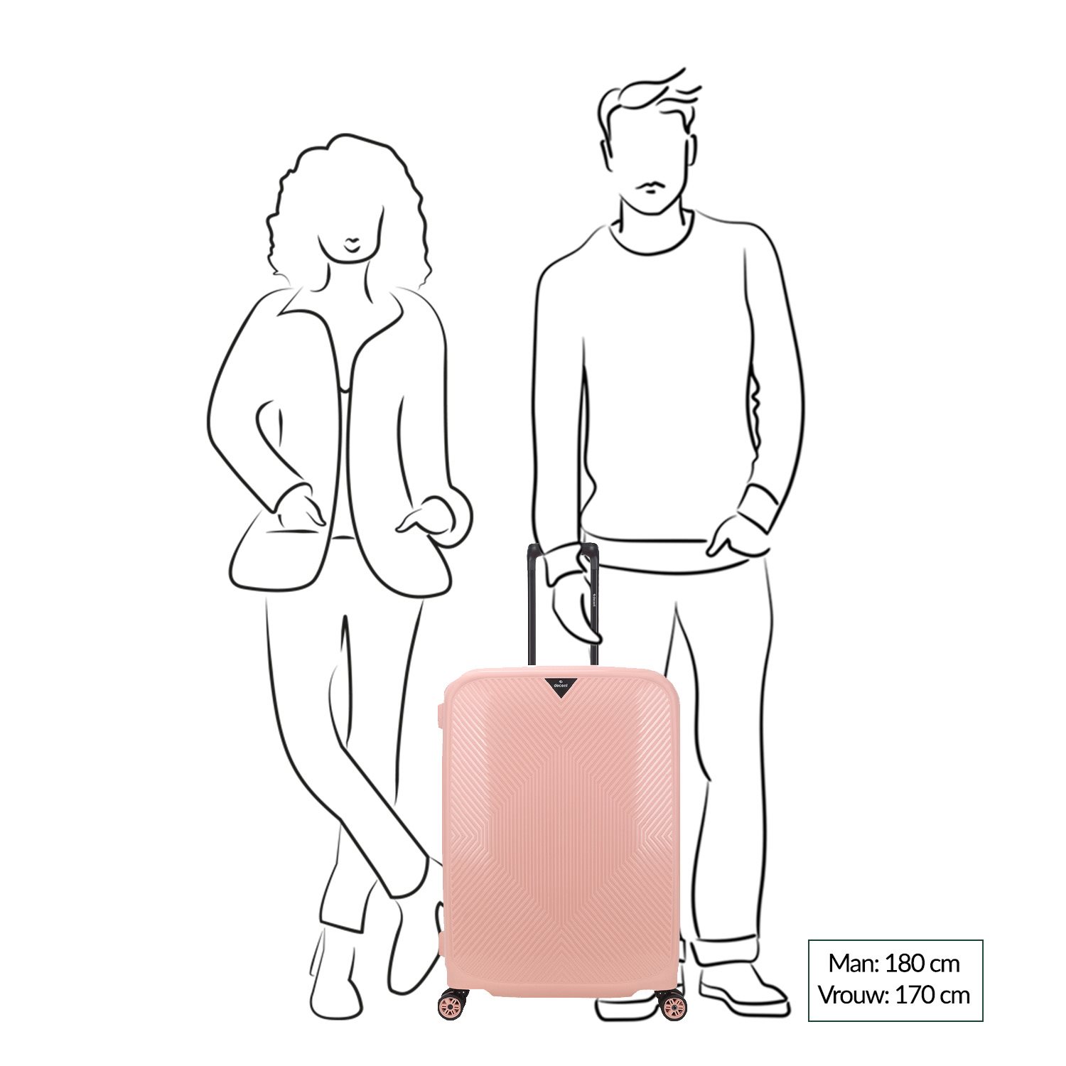 Decent Axiss-Fix 4 Wiel Trolley 68 licht roze