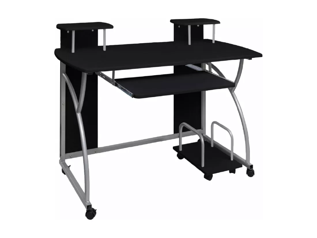 Bureau d'ordinateur Noir 110x52x88,5 cm Bois d’ingénierie