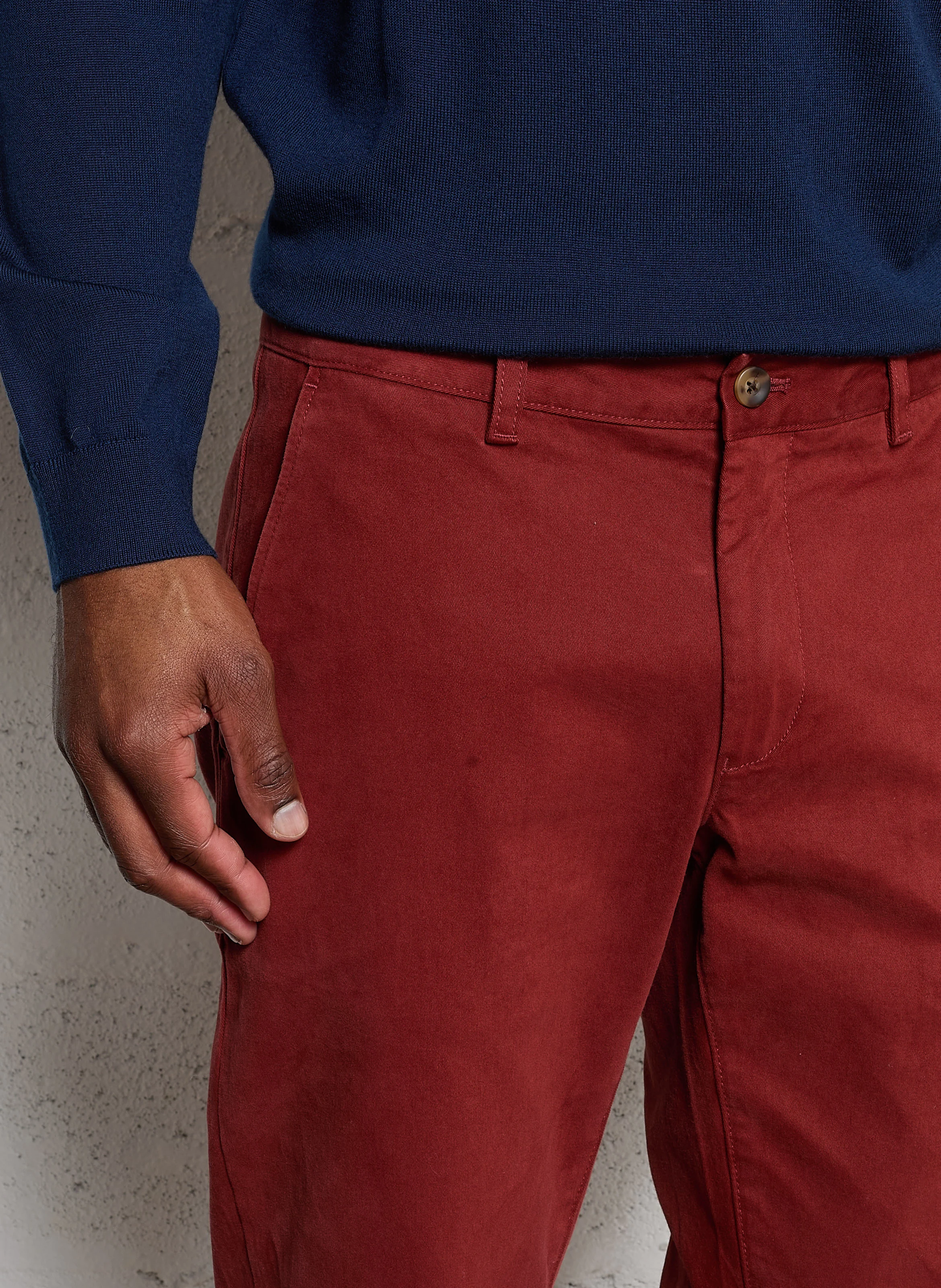 Pantalon slim en coton mélangé | Rouge