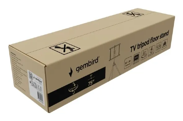 Gembird TVS-75ST-01, 200 x 200 mm, 600 x 400 mm, -5 - 3°, -20 - 180°, Bøgetræ, Plast, Stål, Sort, Træ