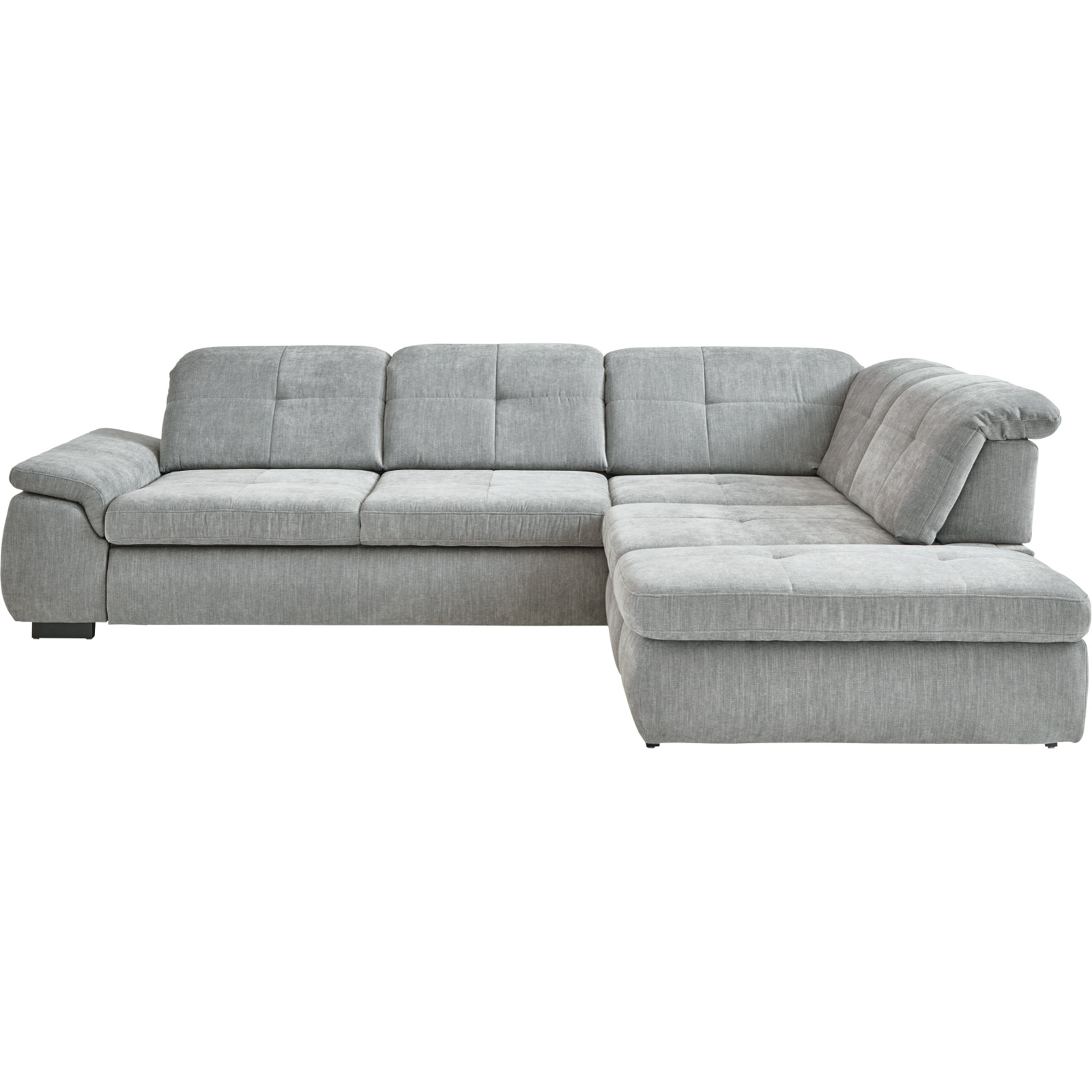 Ecksofa Paderborn Stoff grau, Ottomane rechts