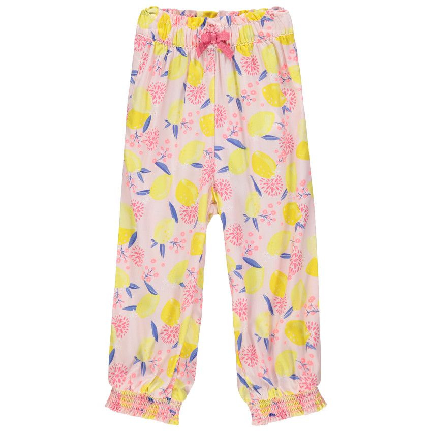 Pantalon fluide à citrons imprimés pour bébé fille - Rose