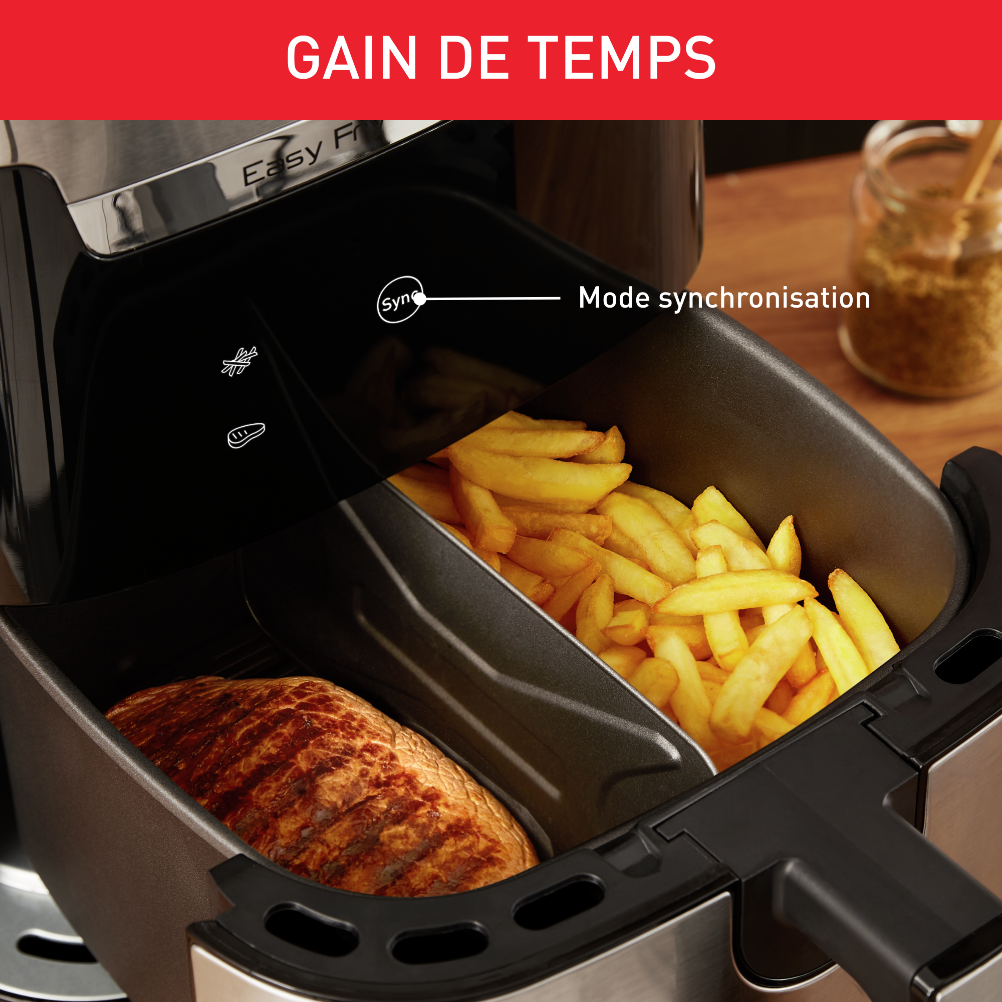 Friteuse à air Easy Fry & Grill XXL 6,5 L, air fryer, grill, 8 prog., 2 zones cuisson