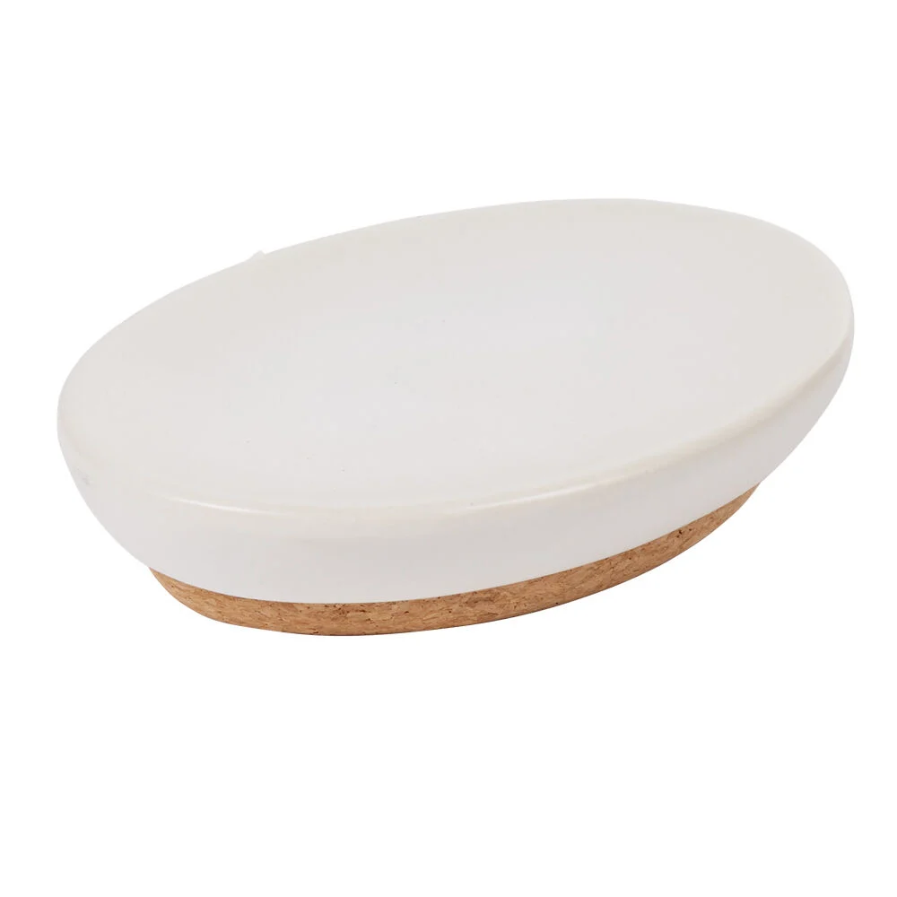 Porte savon céramique blanc avec fond liège