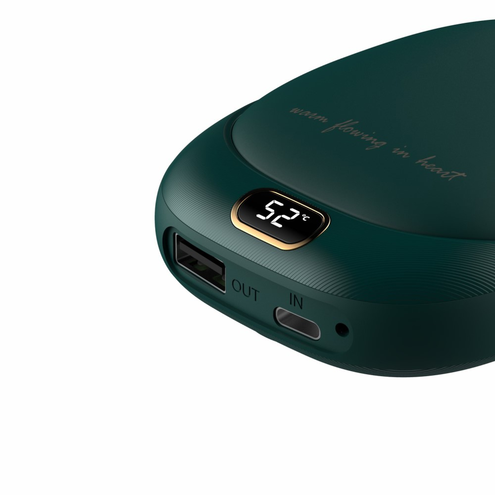 (5V/2.1A) 2in1 10000mAh USB Powerbank Ladegerät   Handwärmer - Dunkelgrün