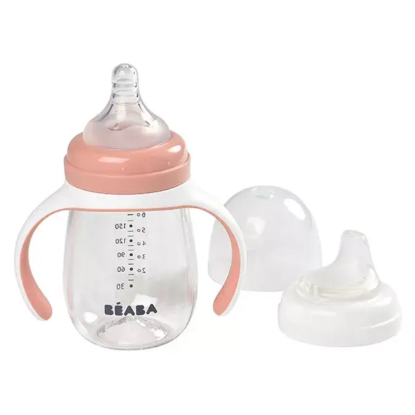 Copo e mamadeira 2 em 1 Béaba, rosa, 210ml