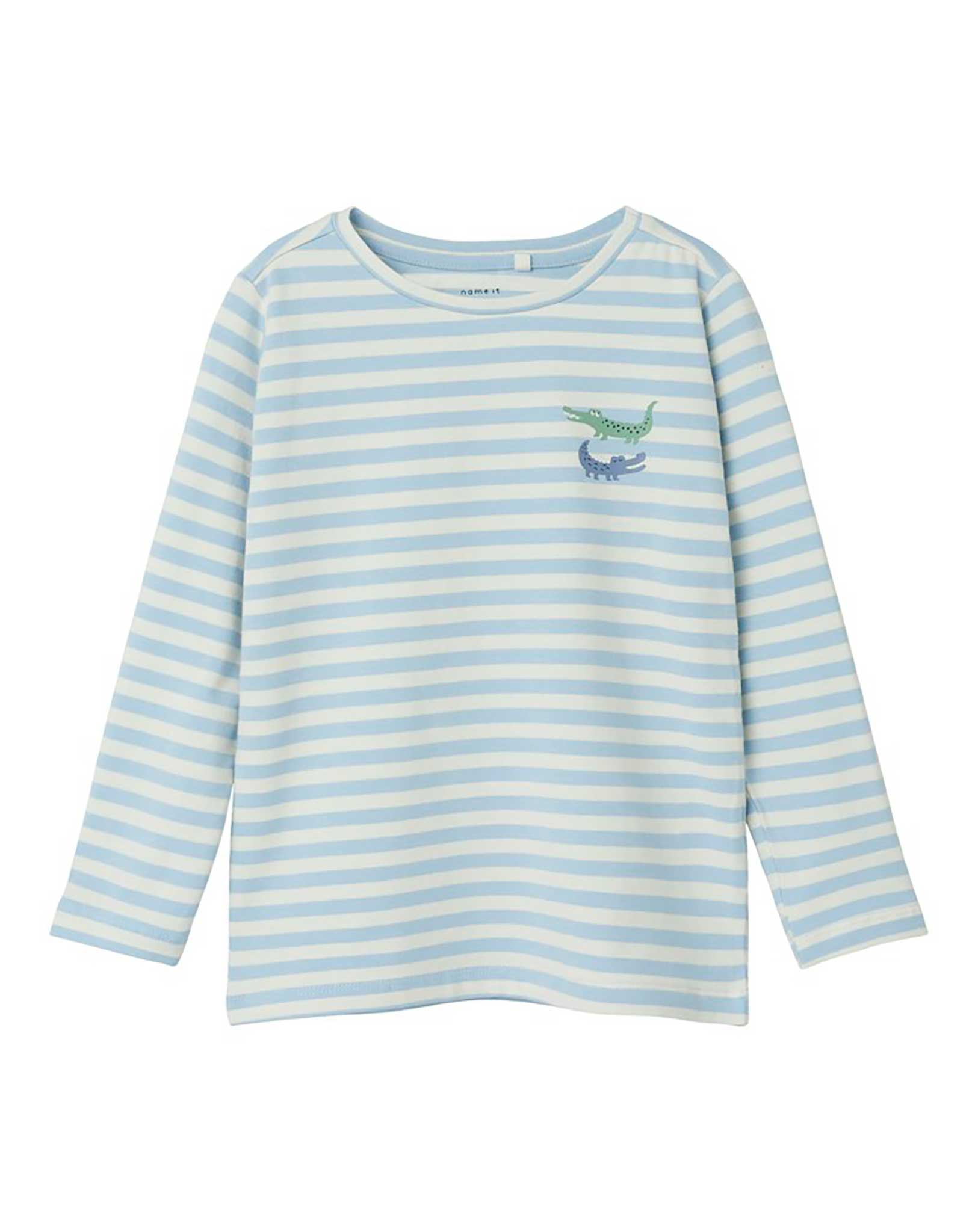 Langarmshirt NMMTARANNO CROC & STRIPES in chambray blue