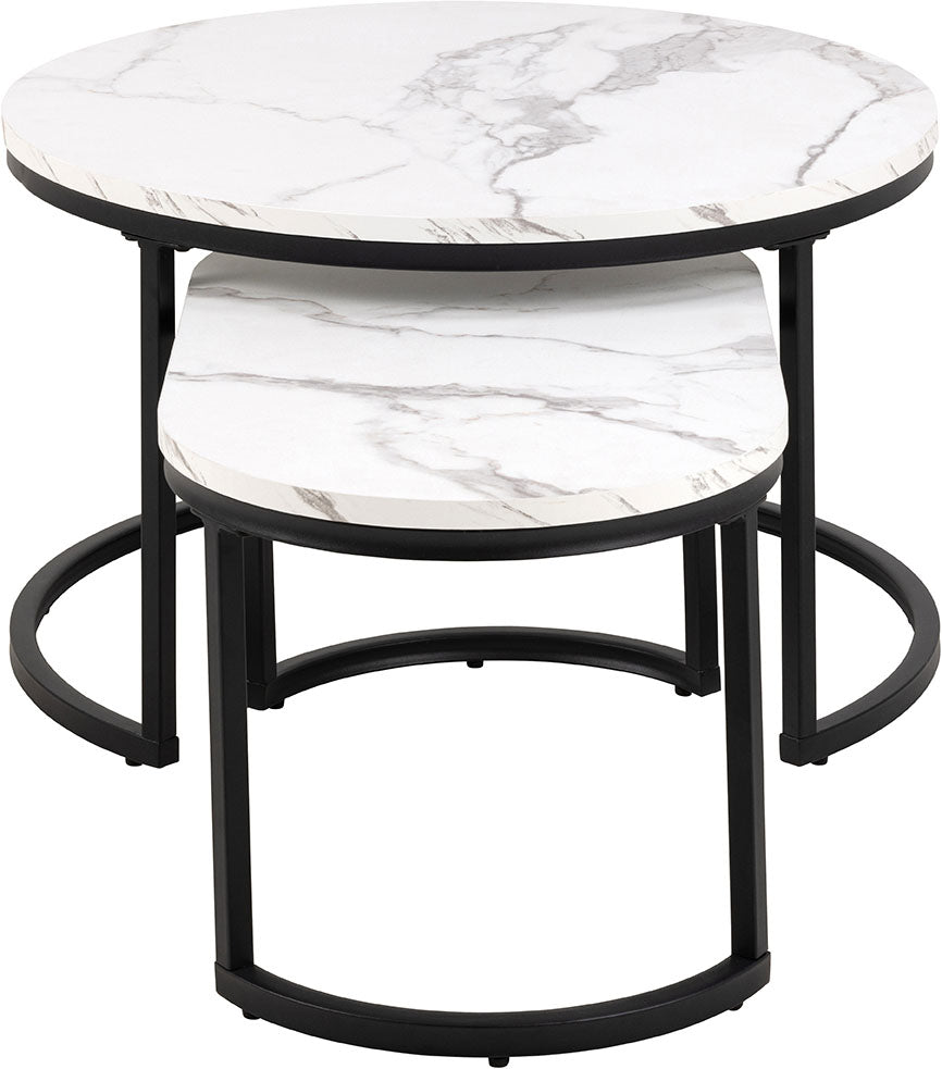 Rivan Salontafel - 70 x 70 cm - Wit Marmer look - Set van 2