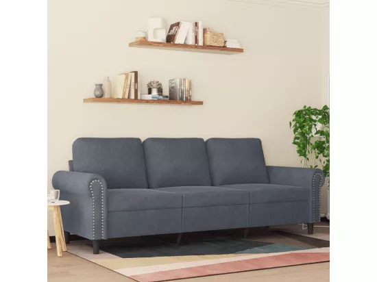 Canapé à 3 places Gris foncé 180 cm Velours
