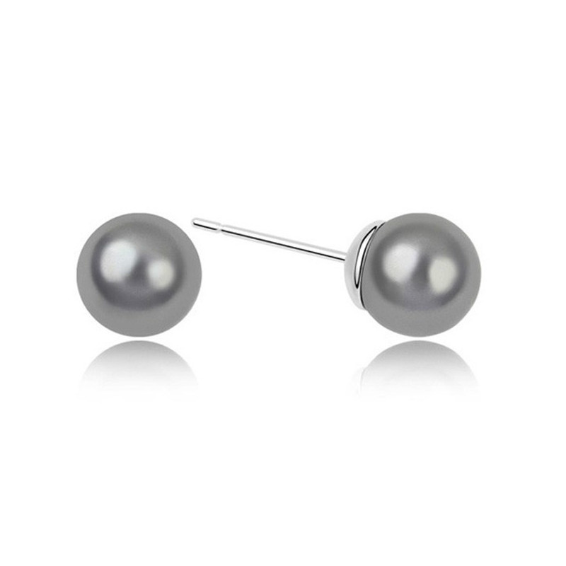 Boucles d'oreilles Perle Gris et Plaqué Rhodium