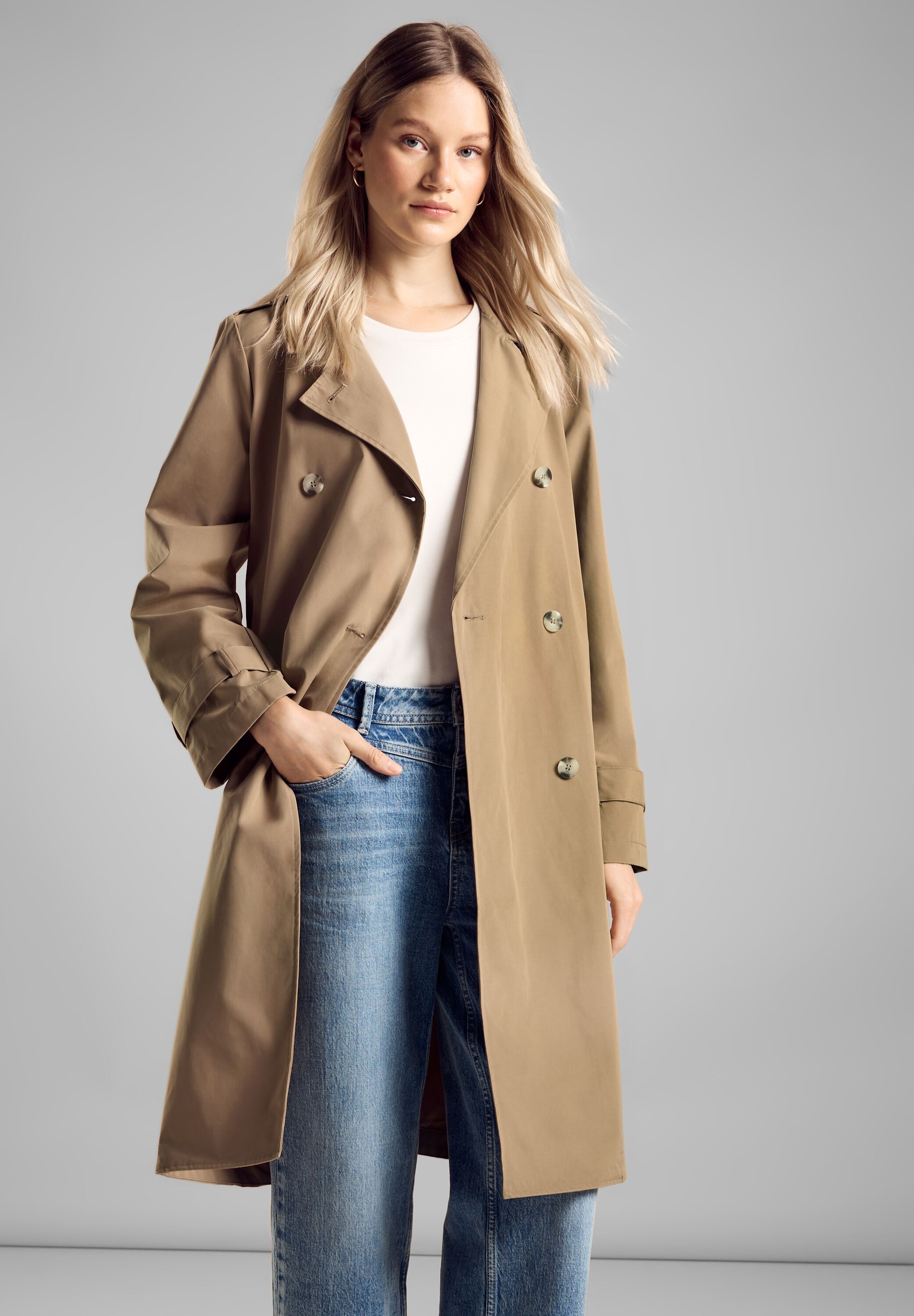 STREET ONE Outdoorjacke ohne Kapuze mit Gürtel zum Taillieren