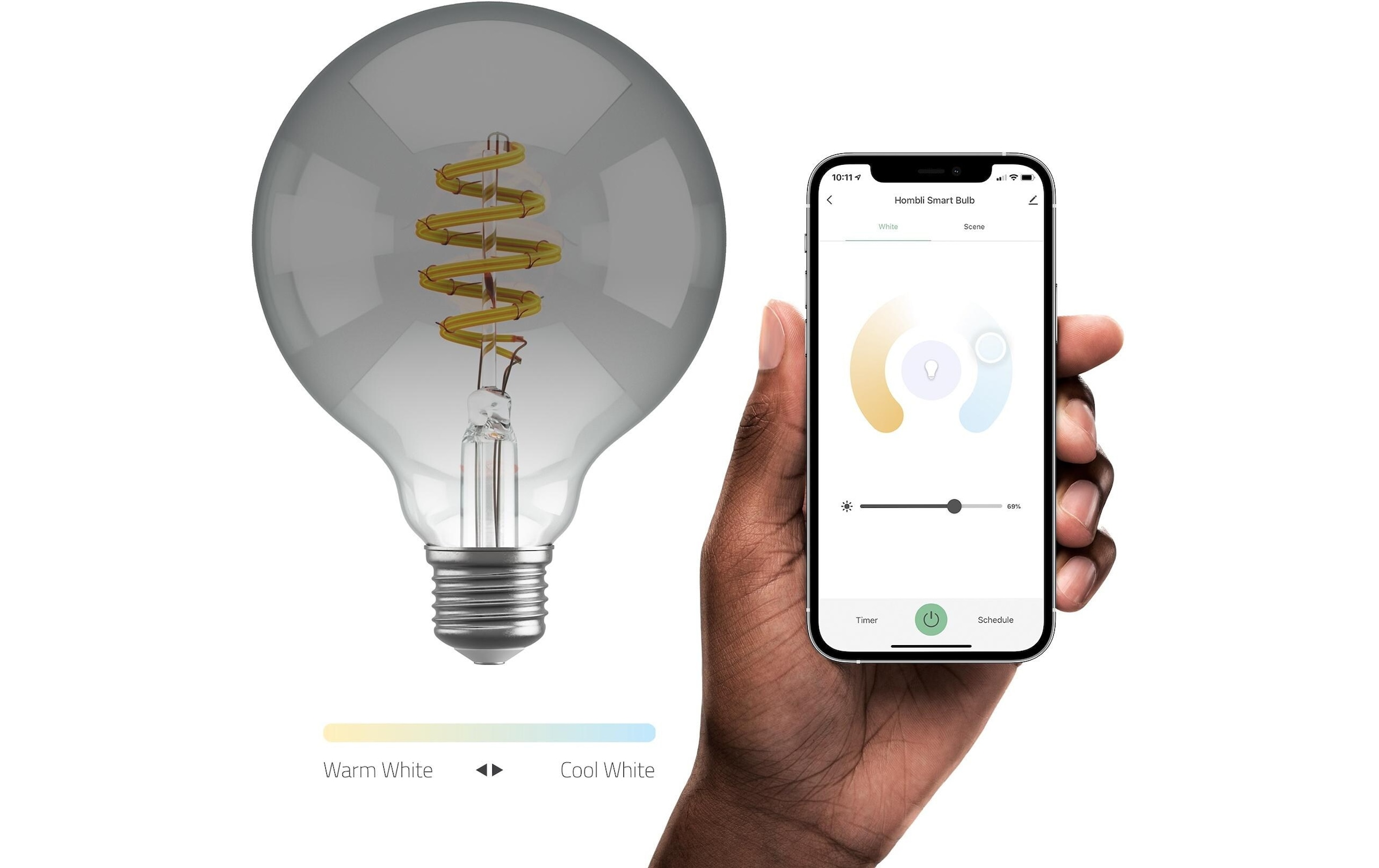 Hombli LED-Leuchtmittel »Smart Filament Bulb E27 Smokey Globe« E27 1 Stk. Kaltweiss | Neutralweiss | Tageslichtweiss | Warmweiss