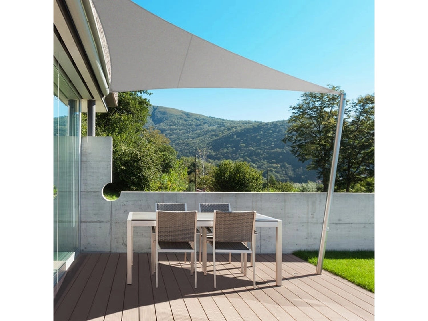 Waterafstotend driehoekig zonnescherm - voor tuin, terras en balkon - grijs 3 x 3 x 3 m