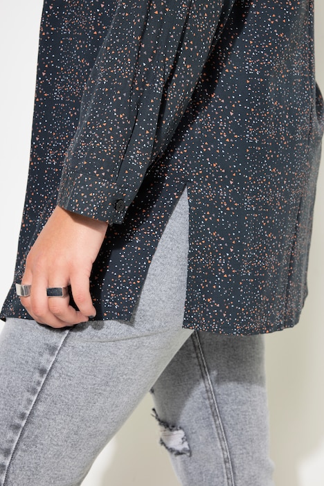 Hemdbluse, Boxy Shape, Print, Langarm