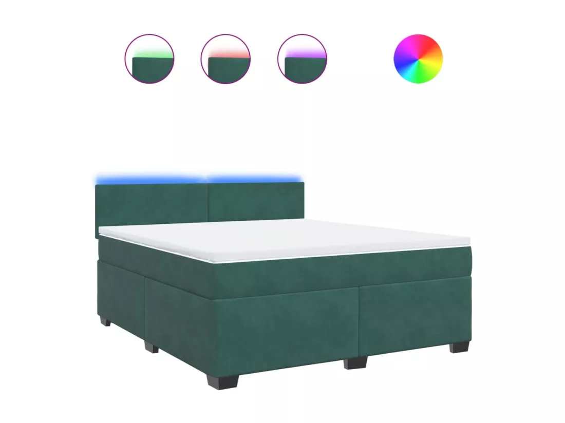 Sommier à lattes de lit et matelas Vert foncé 180x200cm Velours