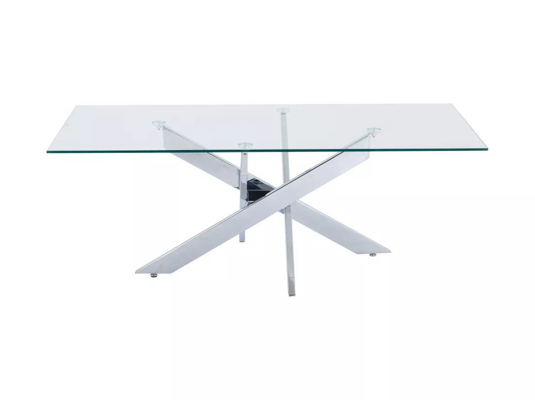 Table basse en verre trempé et métal chromé - Transparent - COSIMA