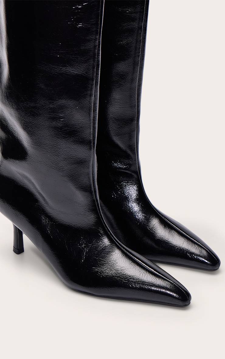 Noir Botte Haute À Talon Bobine En Synthétique