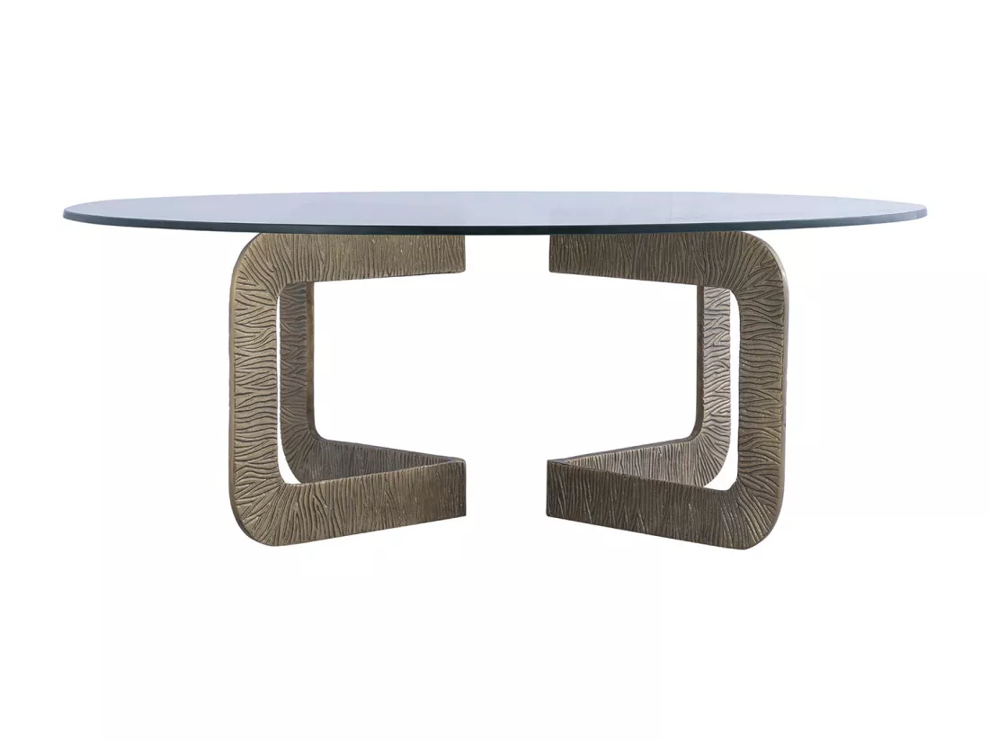 Table basse en verre trempé et métal - Transparent et Doré - CELENA