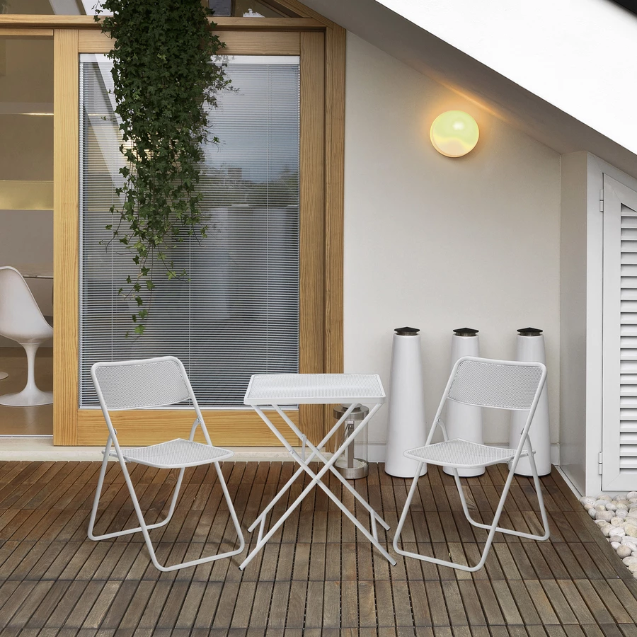Outsunny Gartenmöbel-Set mit Stahlrahmen weiß