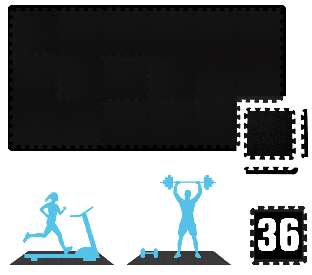 eyepower 36er Set Fitness-Bodenschutzmatte 30x30cm