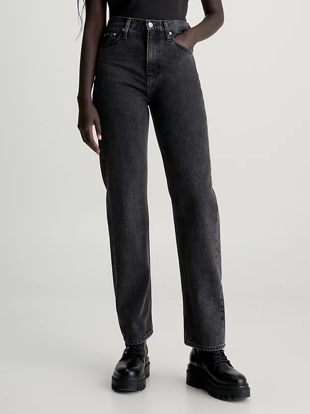 Calça jeans reta de cintura alta