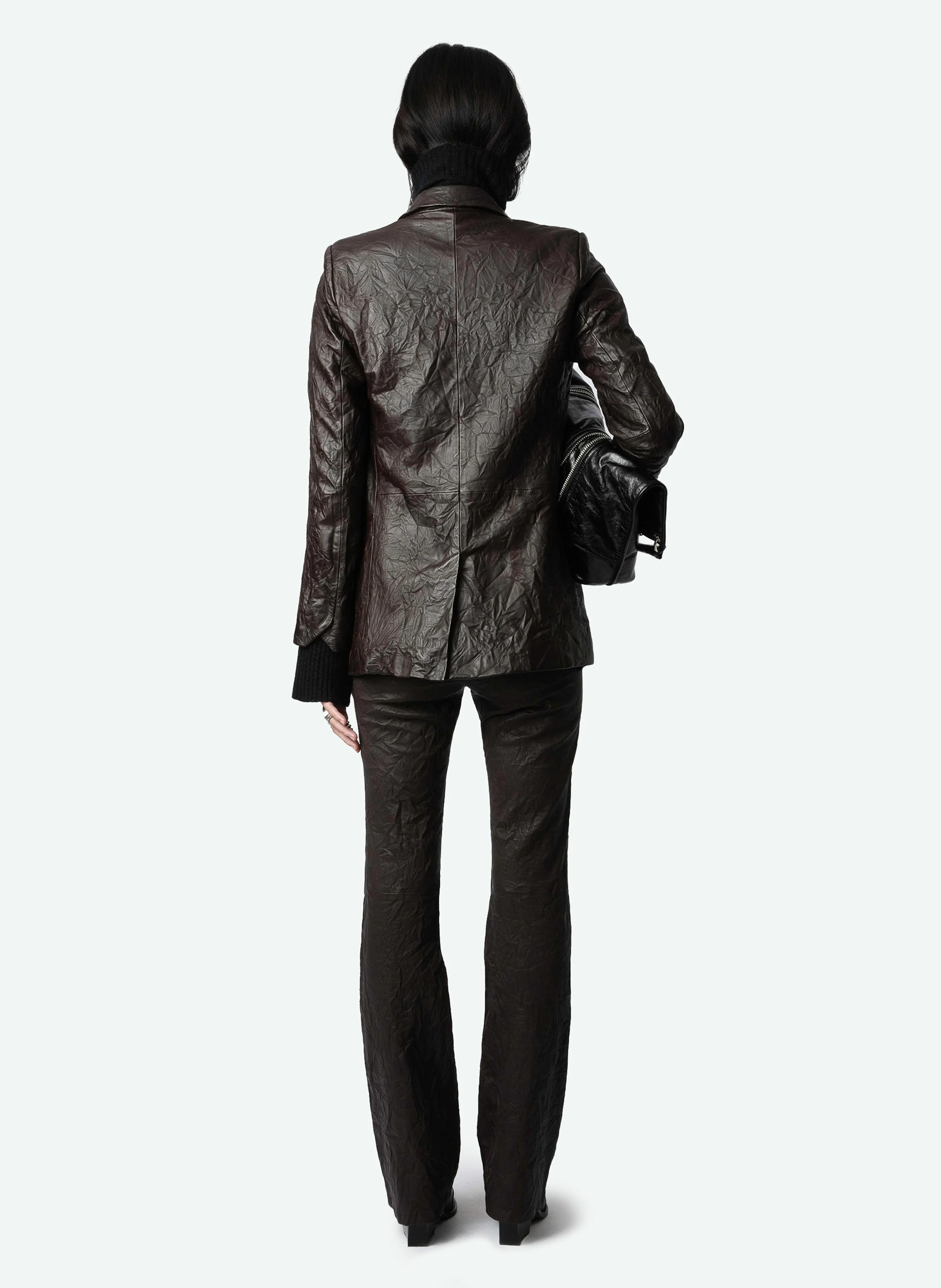 VALSE - Veste col tailleur en cuir| Beige