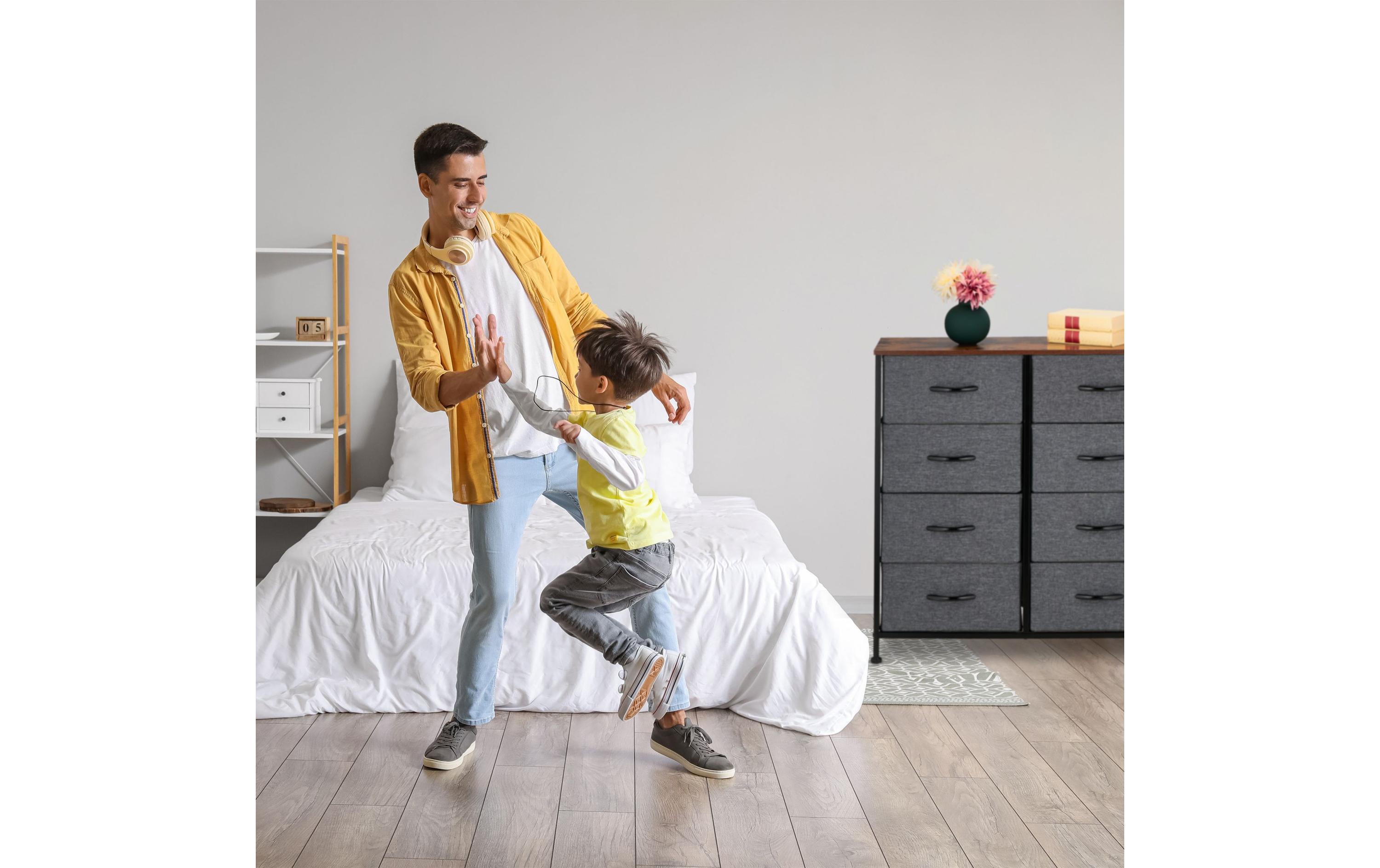 Kommode mit 8 Schubladen 81,5 x 80 cm, Dunkelgrau/Schwarz<br>Schlafzimmerkommode