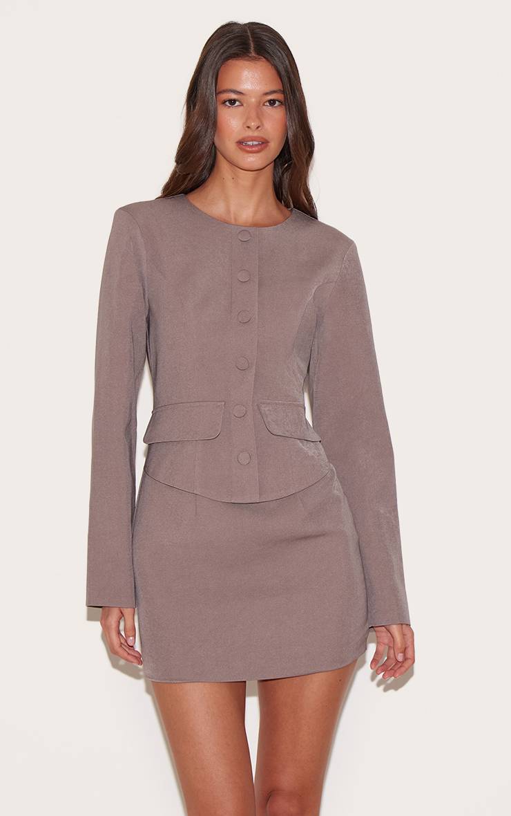Champignon Robe Courte Ajustée En Tissu Tissé Avec Détails De Boutons