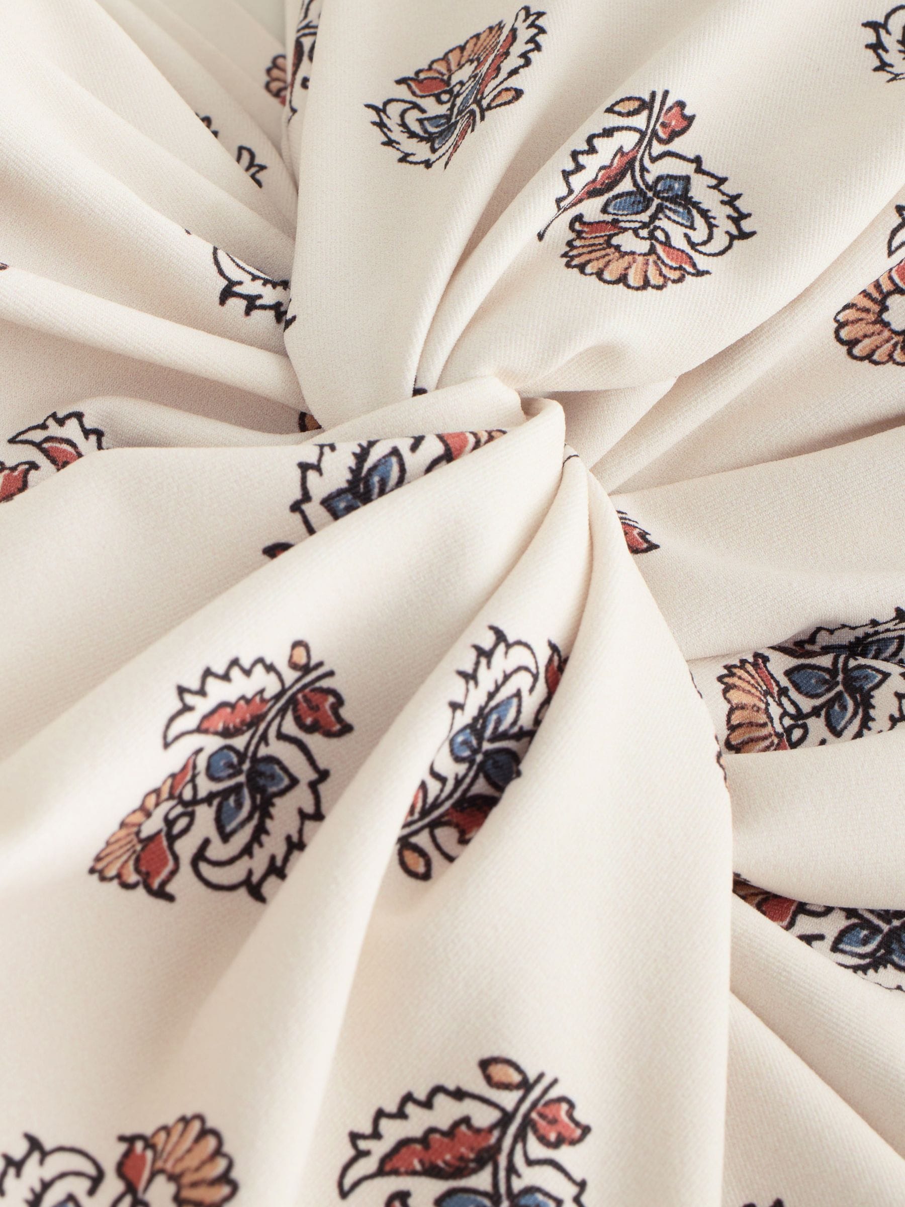Crème Woodblock - Twist Front Tummy Control Badpak met print