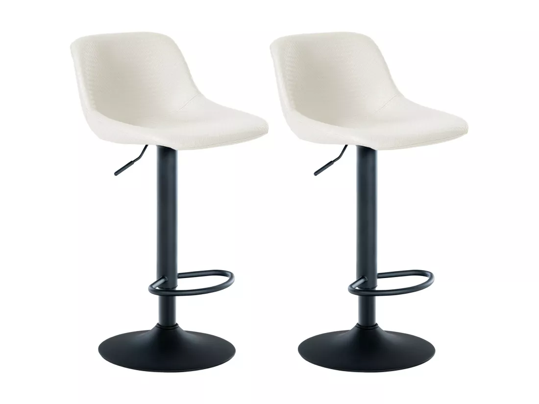 Lot de 2 Tabouret de bar - Similicuir - Crème - Loft