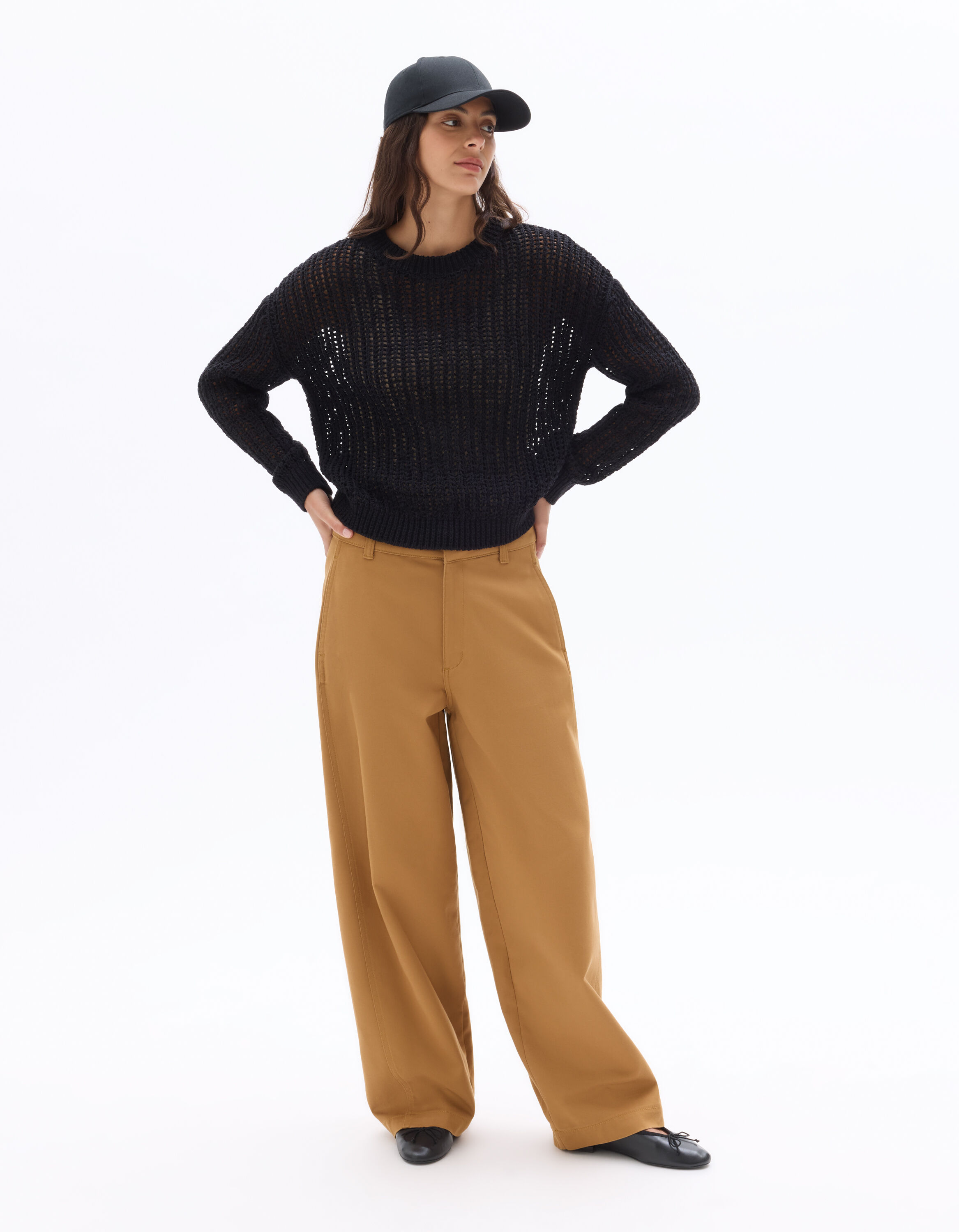 Pantalon barrel - camel