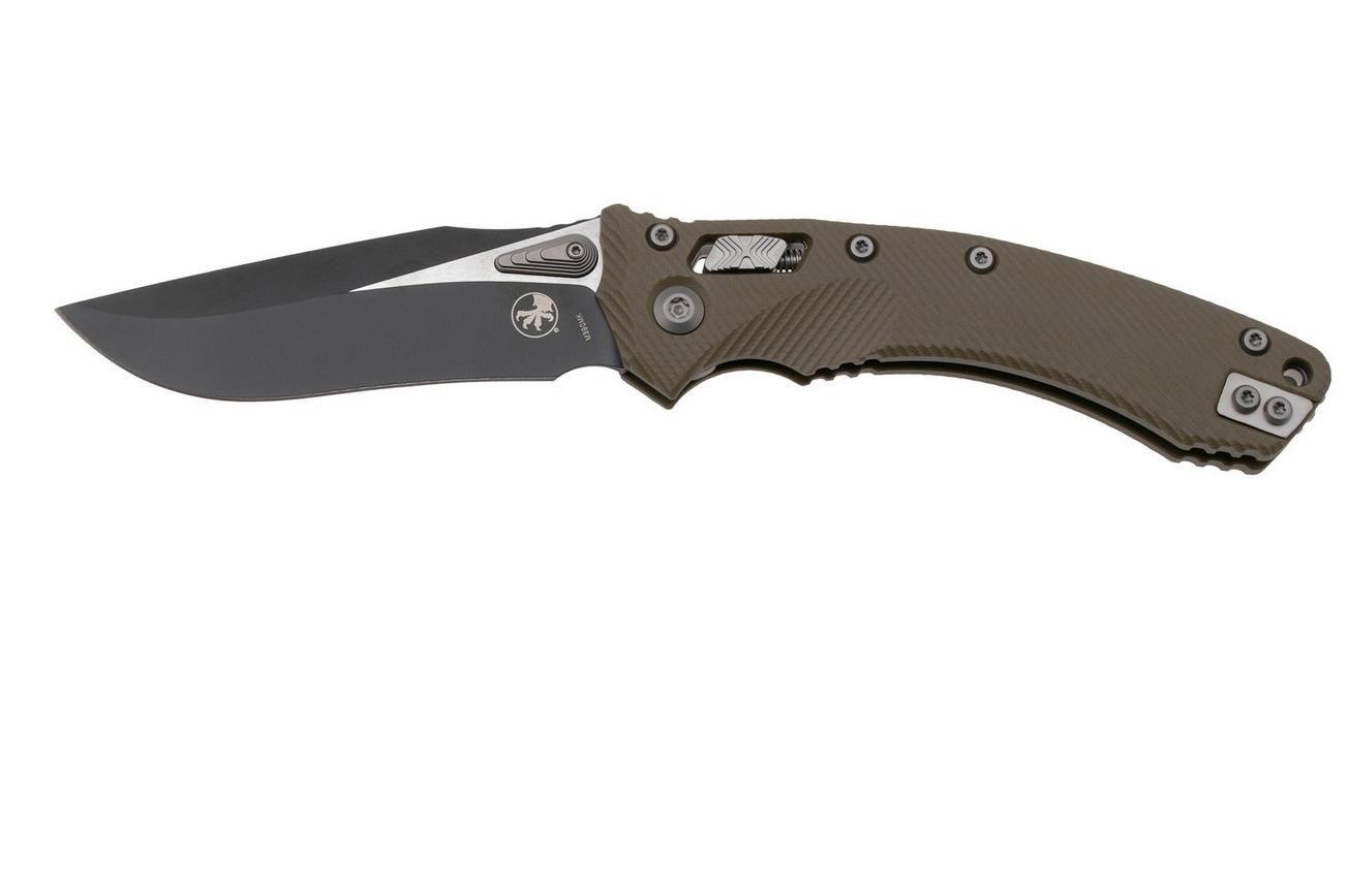 Microtech Amphibian 137RL-1FLGTOD, Two Tone Black M390MK, Fluted OD-Green G-10 zakmes